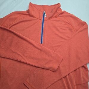 Tommy Bahama Mock Neck Shirt Orange 1/4 Zip Pullover Long Sleeve Outdoor Golf